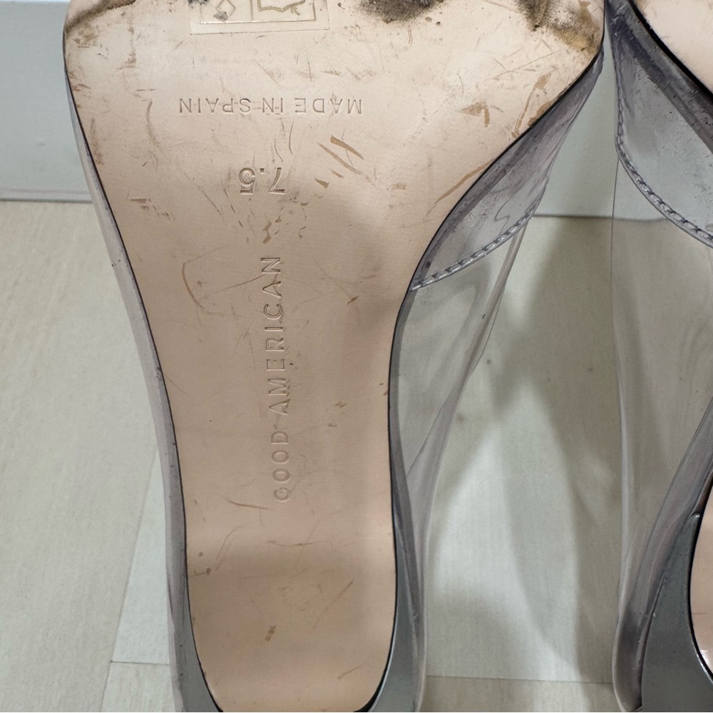 Good American Women's 7.5 Cinder-F*cking-Rella Pointed Toe Pumps Clear Silver - Picture 11 of 12